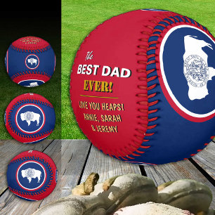 Balle De Baseball Wyoming Best Papa, États-Unis patriotiques, Wyomin