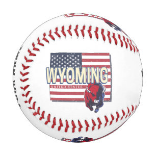 Balle De Baseball Wyoming États-Unis Retro State Carte Vintage États