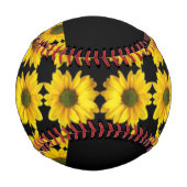Balle De Baseball Yellow sunflowers on black (Dos)