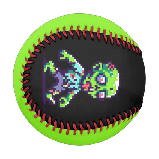Balle De Baseball zombie drôle Halloween 8 bits (Devant Gauche)