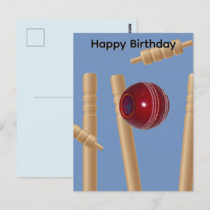 Balle de cricket et piquets, carte postale d'anniv
