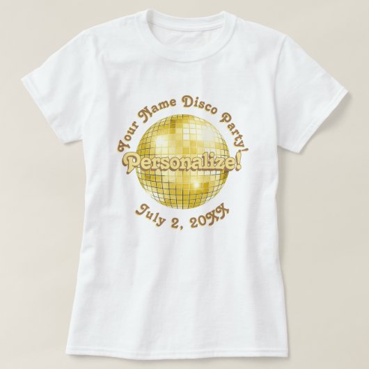 Balle de disco rétro en or T-Shirt PERSONNALISÉ (Design devant)