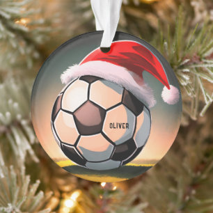 Balle de Football avec Chapeau de Santa Rouge Nom