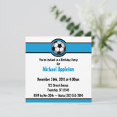 Balle de football bleu Anniversaire Invitations (Debout devant)