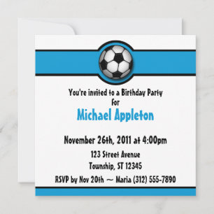 Balle de football bleu Anniversaire Invitations
