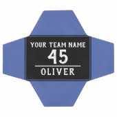 Balle de football bleu noir avec nom d'équipe (Plat)