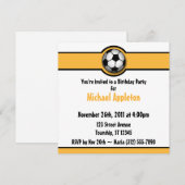 Balle de football Jaune / Gold Invitations d'anniv (Devant / Derrière)