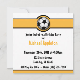 Balle de football Jaune / Gold Invitations d'anniv