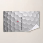 Balle de golf blanche texturée avec nom et numéro (Serviette à main)