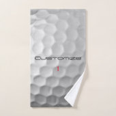 Balle de golf blanche texturée avec nom et numéro (Serviette à main)