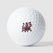 Balle de golf, chats décorés de motifs floraux
