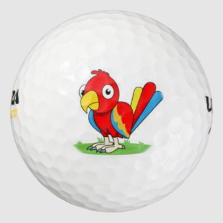 balle de golf de perroquet rouge mignon