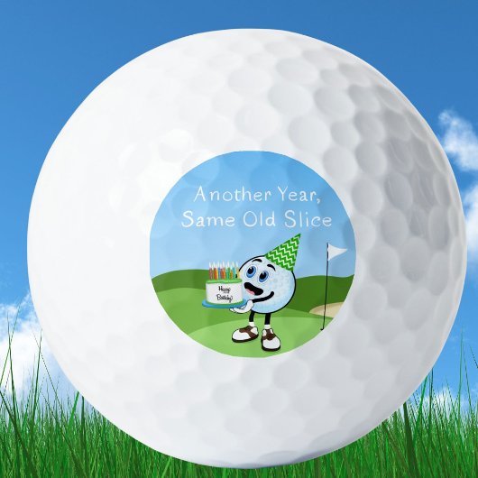 Balle de Golf Drôle Avec Gâteau d'Anniversaire Hum