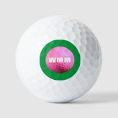 Balle de golf moderne rose/vert monogramme (Recto)