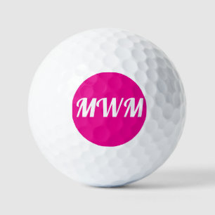 Balle de golf Monogramme rose chaud