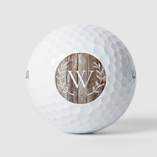 Balle de golf Monogramme Rustic Barn Wood Laurel (Devant)