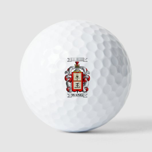Balle de golf Nom de famille Wang et bouclier (Recto)