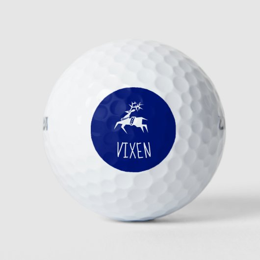 Balle de golf nommée Vixen | Emoji de rennes migno (Devant)