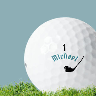 balle de golfeur avec nom et numéro un