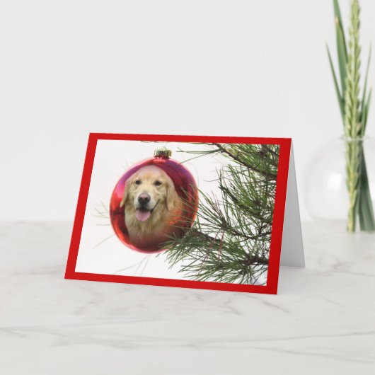 Balle de la carte de Noël Golden Retriever (Devant)