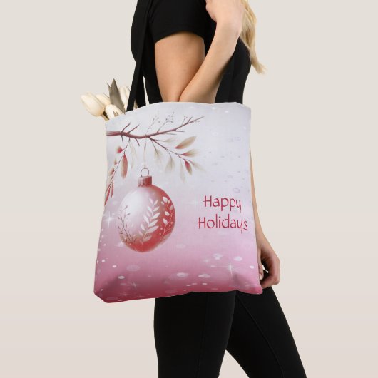 Balle de Noël rose Sac fourre-tout de vacances (De près)