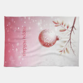 Balle de Noël rose Serviette de cuisine de vacance (Horizontal)