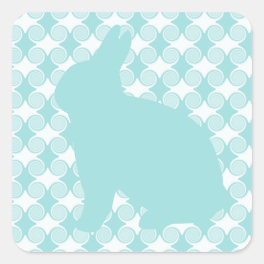 Balle de Pâques Stickers Carré, Bleu clair (Devant)