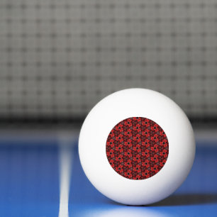 Balle de ping à pong du Show Floral Rouge et Noir