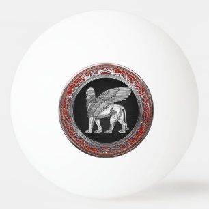 Balle De Ping Pong [310] Lion ailé assyrien - Lamassu argenté