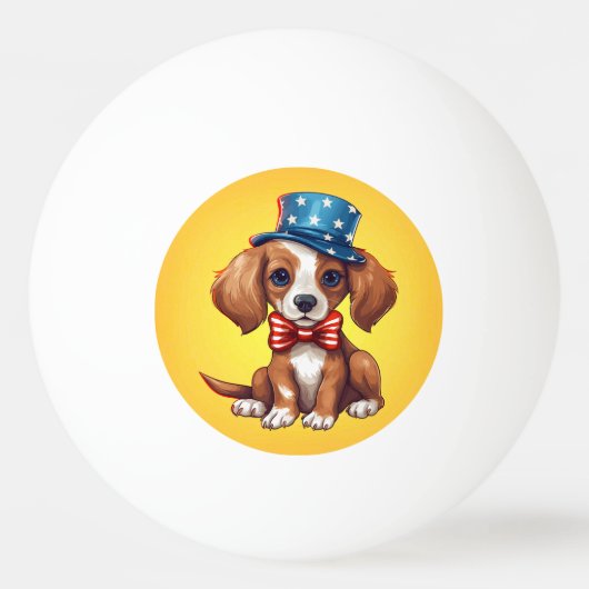 Balle De Ping Pong 4 juillet mignon Chien-71009 (Devant)