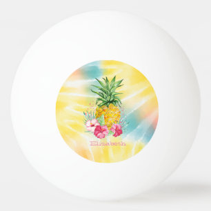 Balle De Ping Pong Ananas, gueule de loup aquarelle Tie-Dye arc-en-ci