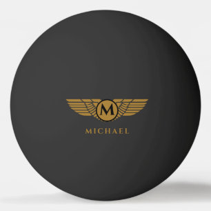 Balle De Ping Pong Angel Wings Vintage Golden Nom initial Monogramme