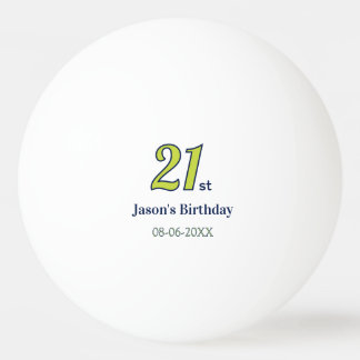 Balle De Ping Pong anniversaire 21 ans nom en lettres grasses jaune b