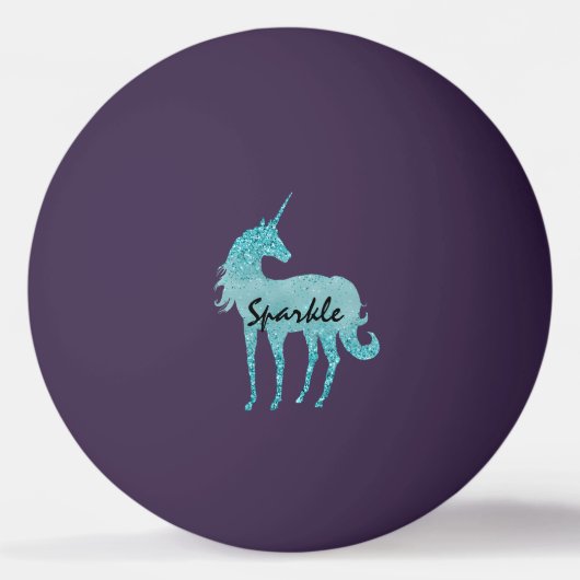 Balle De Ping Pong Aqua Parties scintillant Unicorn personnalisée (Devant)
