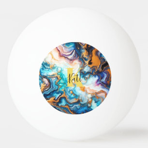 Balle De Ping Pong Aqua rose violet doré Personnalisé Monogramme mode