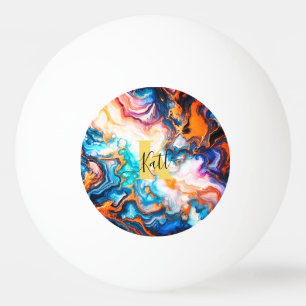 Balle De Ping Pong Aqua rose violet doré Personnalisé Monogramme mode