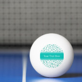 Balle De Ping Pong Aqua Turquoise Stars White BG, nom Turquoise Monog (Filet)
