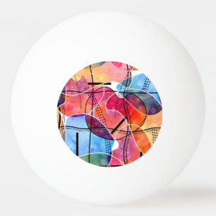 Balle De Ping Pong Aquarelle Abstraite Motif noir blanc