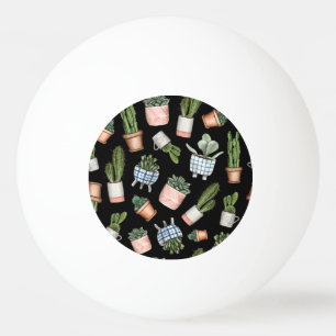 Balle De Ping Pong Aquarelle Accueil Plante Noir sans couture