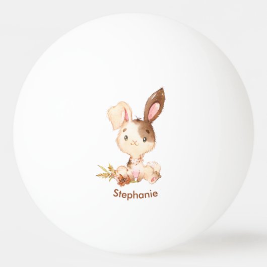 Balle De Ping Pong Aquarelle Brown Petit Lapin (Devant)