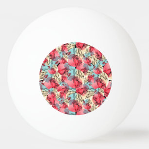 Balle De Ping Pong Aquarelle chaude froide Florale géométrique