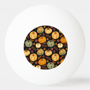Balle De Ping Pong Aquarelle Citrouilles : Automne Motif sans couture