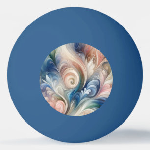 Balle De Ping Pong Aquarelle Imaginaire Floral Pastel Bleu & Crème