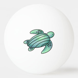 Balle De Ping Pong aquarelle peinte caricature de tortue de mer bleu
