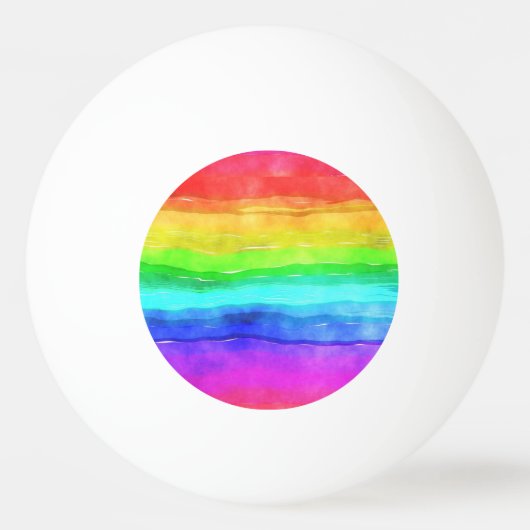 Balle De Ping Pong Aquarelle Rainbow Strips Design Ping Pong Ball (Devant)