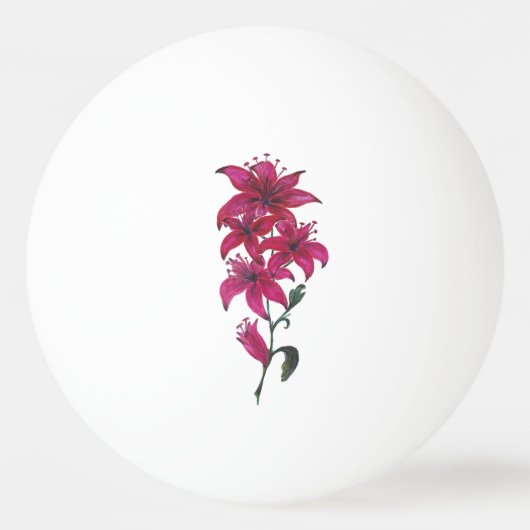Balle De Ping Pong Aquarelle Rouge Lilies (Devant)