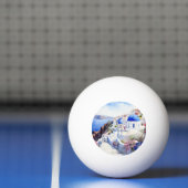 Balle De Ping Pong Aquarelle Santorini Oia (Filet)