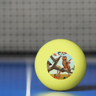 Balle De Ping Pong Arbre de l'érable à chouette d'automne Art fauniqu