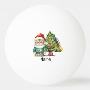 Balle De Ping Pong Arbre de Noël et chat Père Noël pour le joueur