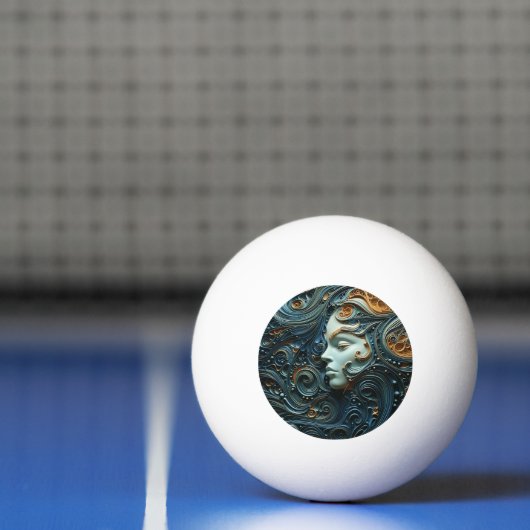 Balle De Ping Pong Art 3D de la femme Lune (Filet)